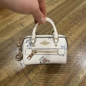 COACH Mini Rowan Satchel Bag Charm With Dandelion Floral Print